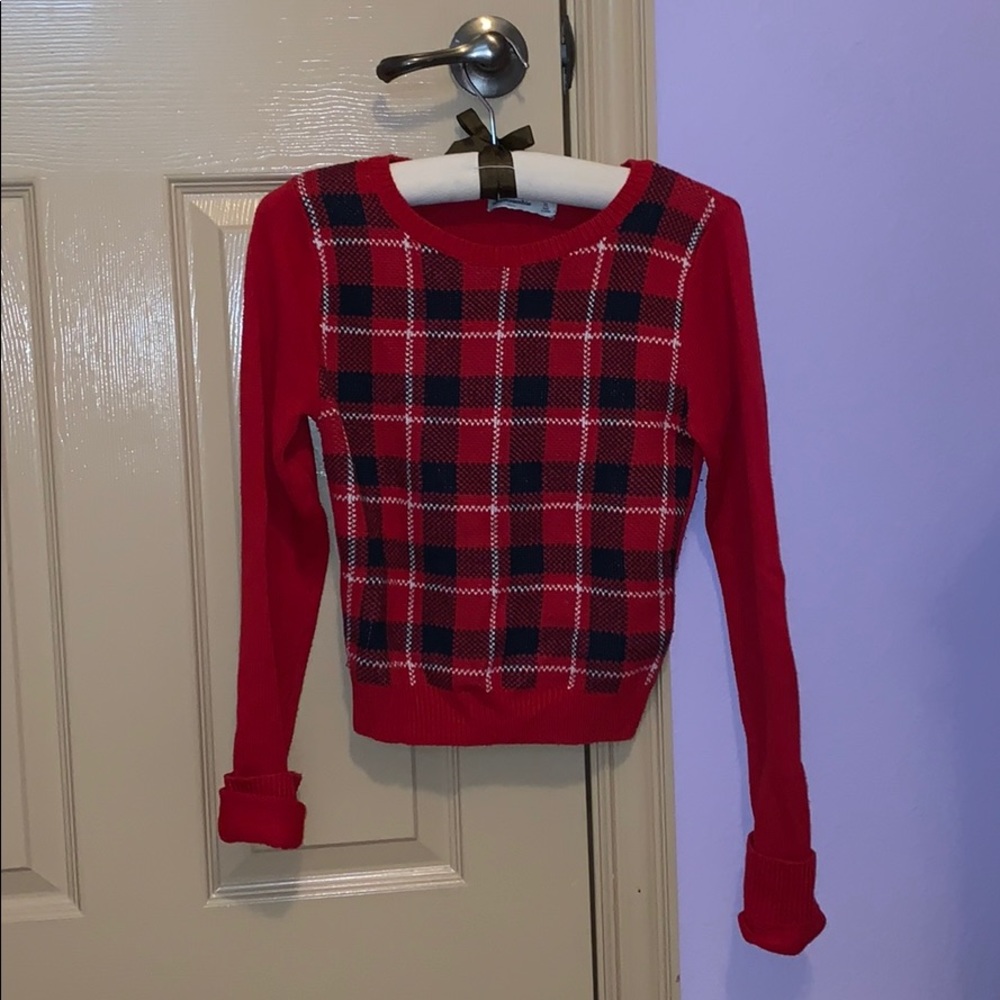 Red and black plaid sweater